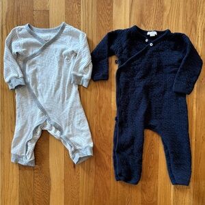 Cozy Kids One Piece Footies - Cream and Navy